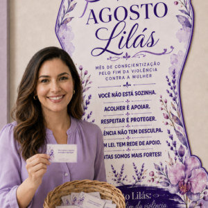 KIT AGOSTO LILÁS – PAINEL + 100 CARTÕES